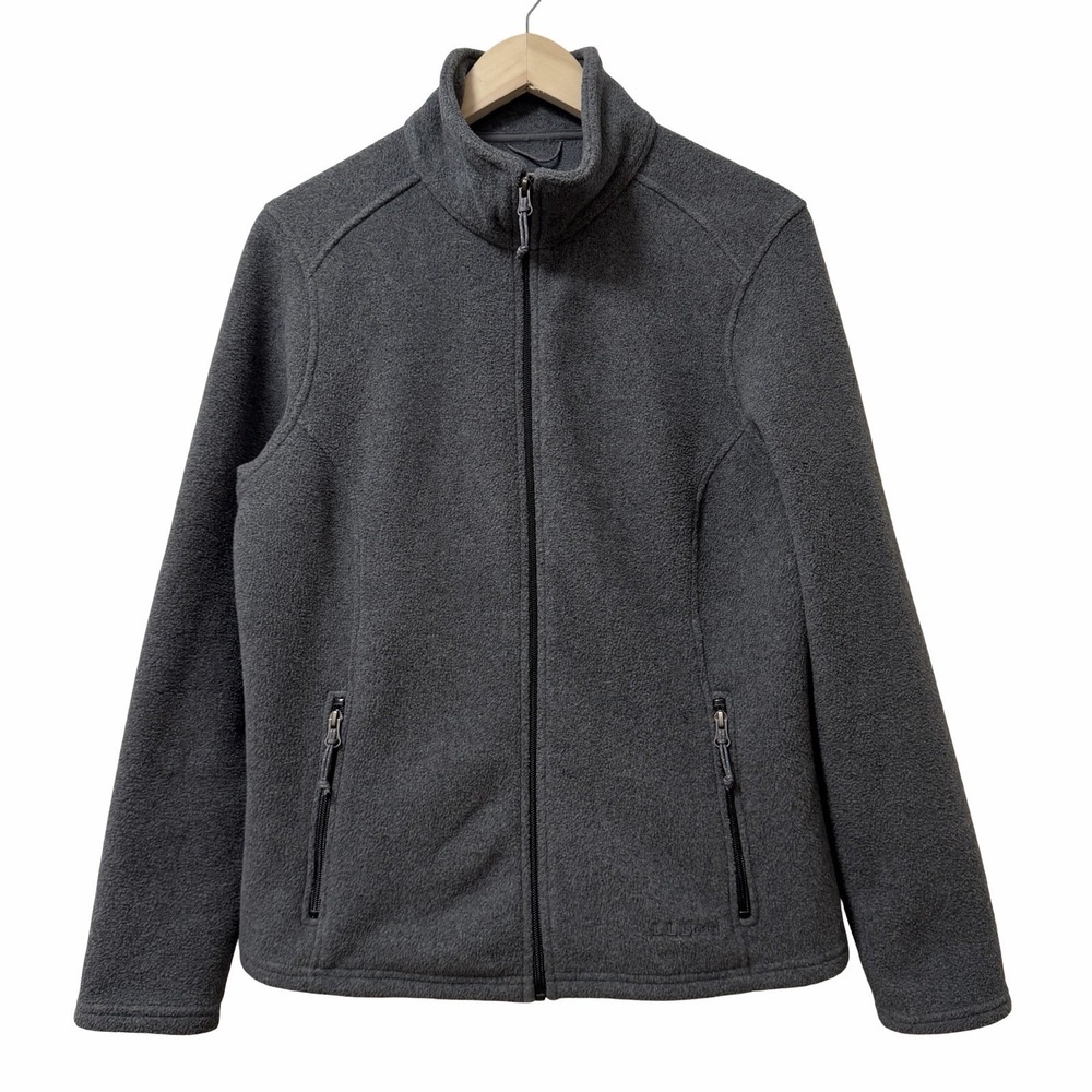 Ll Bean Womens Sweater Fleece Full Zip Jacket Size M Charcoal Gray Outdoor Layer